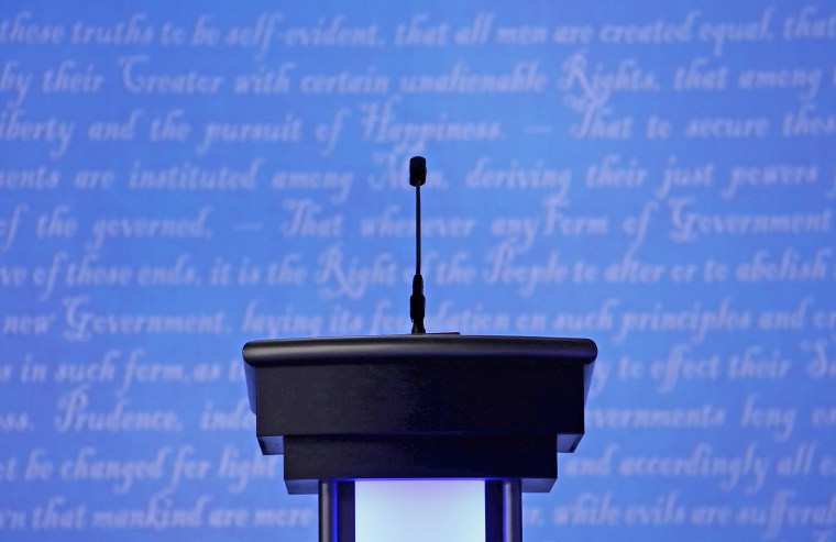 A candidate's podium prior to a debate.