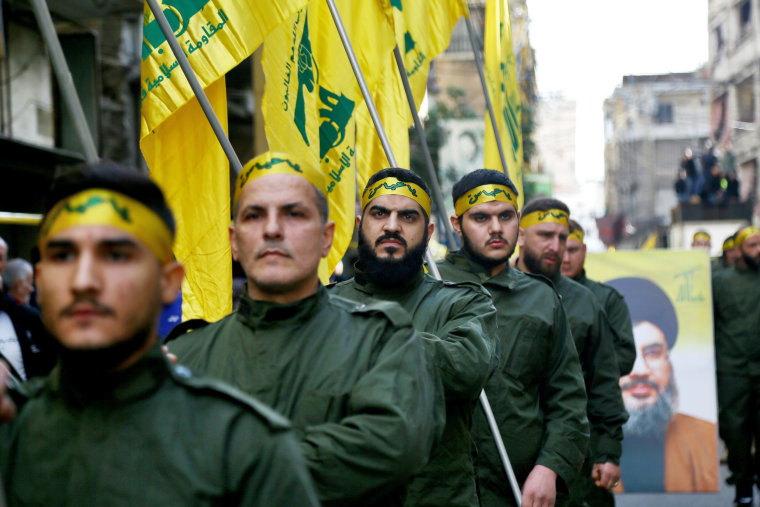 Hezbollah fighters funeral procession in Lebanon