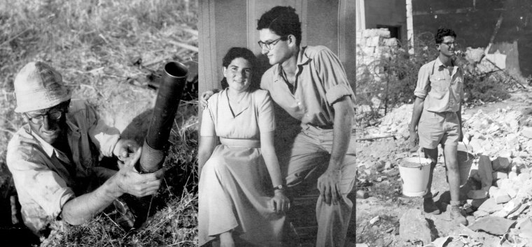 Three photos of Avraham and Rina Havron at Kibbutz  Kibbutz Be’eri