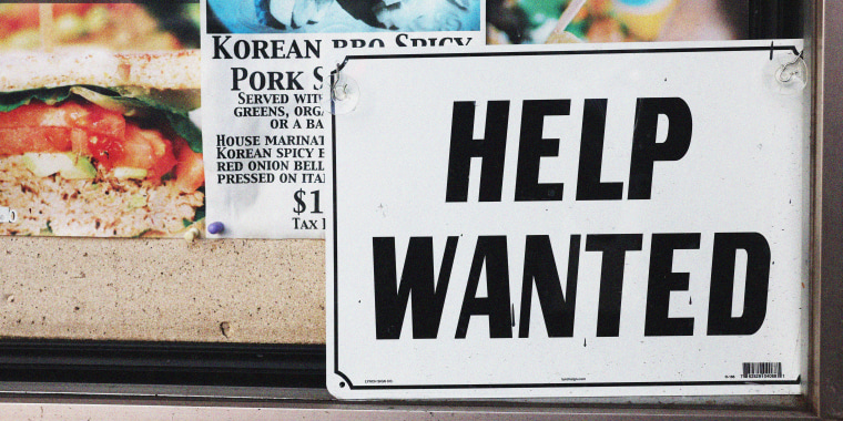 A "Help Wanted: sign is posted at a restaurant amid a still-robust labor market on February 2 in Los Angeles, Calif.