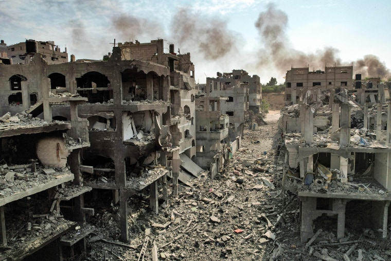 Buildings destroyed by Israeli air strikes in the Jabalia camp for Palestinian refugees in Gaza City on Oct. 11, 2023.