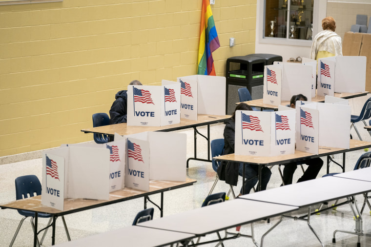 Voters fill out ballots in McLean, Va., on Nov. 2, 2021.