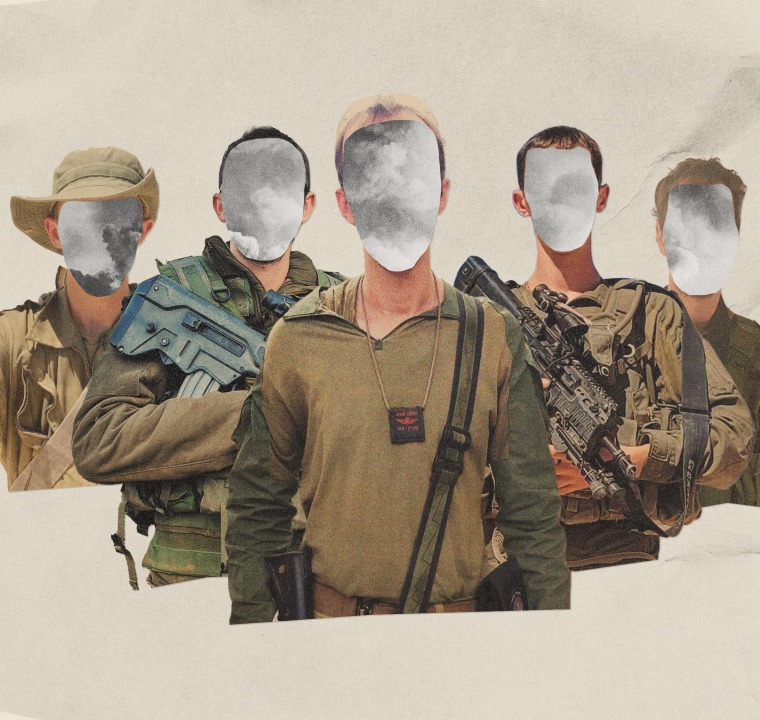 Photo illustration of five Israeli brothers, all soldiers fighting on the front lines.