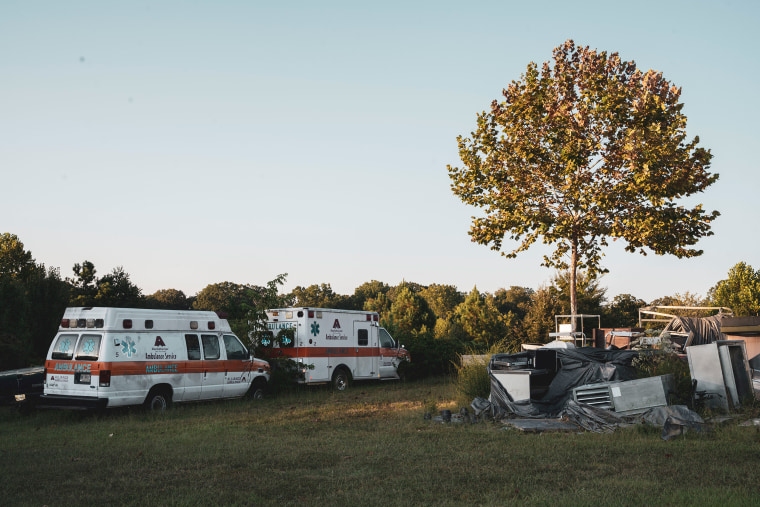 Ambulances outside the Alliance HealthCare System clinic in Holly Springs, Miss.