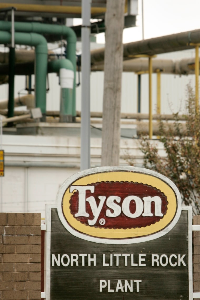 A Tyson sign outside the factory in North Little Rock, Ark.