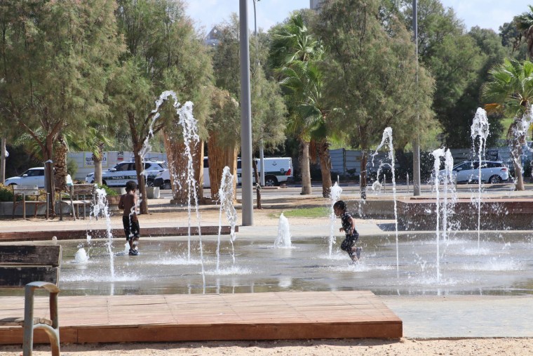 Children play in Ashdod, Israel, on Oct. 19, 2023.