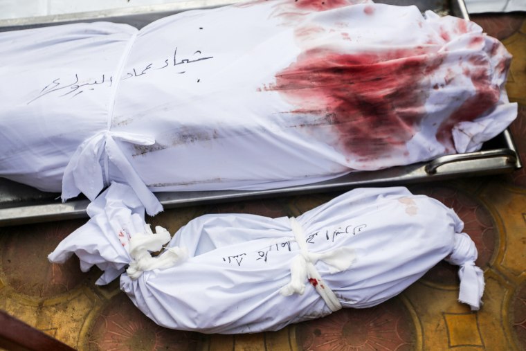 The bodies of the dead in Khan Younis, Gaza.