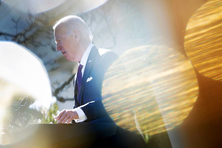  Joe Biden speaks during a press conference at the Rose Garden.