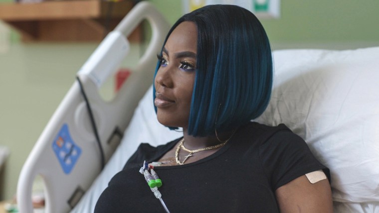Victoria Gray on her infusion day during a gene editing trial for sickle cell disease