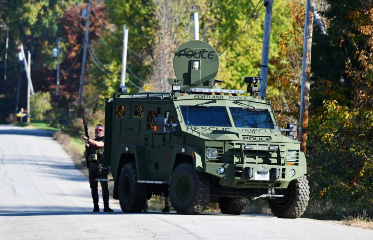 Law enforcement personnel in Monmouth, Maine, on Oct. 27, 2023.