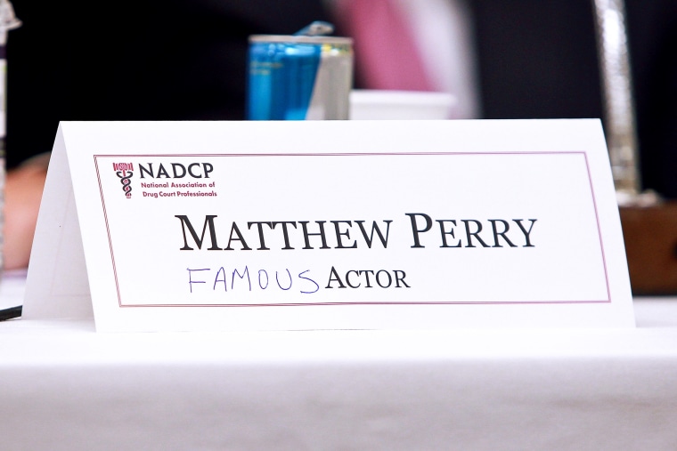 Image: Matthew Perry adds the word "famous" next to his job title during an event for the National Associate of Drug Court Professionals in Washington, D.C., in 2011.