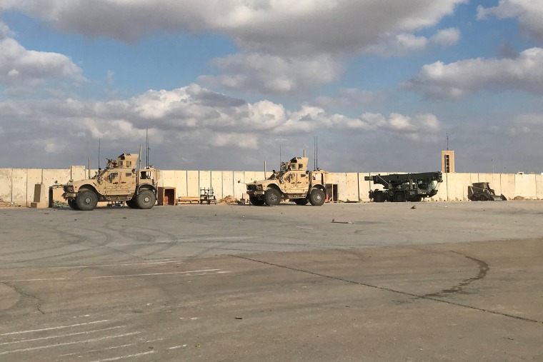 U.S. military vehicles at the al-Asad air base in Anbar province, Iraq, in 2020.