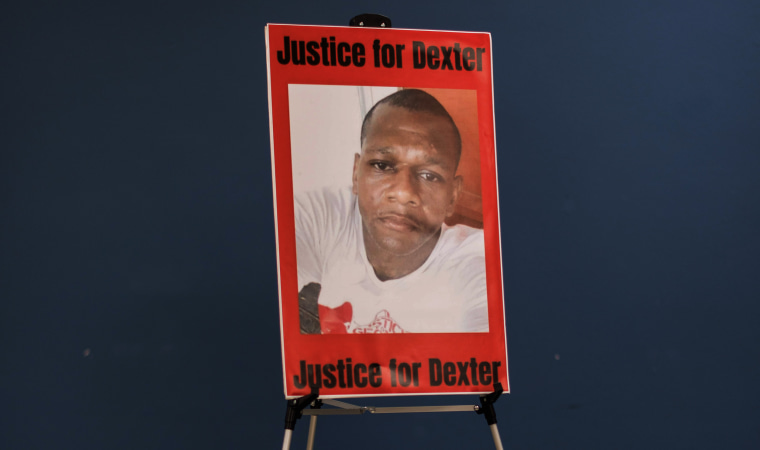 A photo of Dexter Wade displayed at a news conference Oct. 30, 2023, in Jackson, Miss.