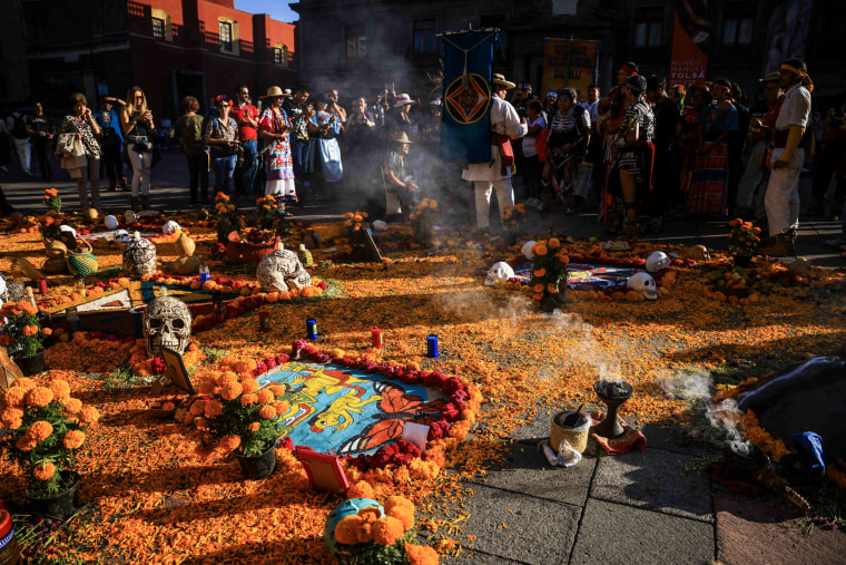 An altar as part of the preparations ahead the 'Day Of The Dead' in Mexico City on Oct. 29, 2023. 