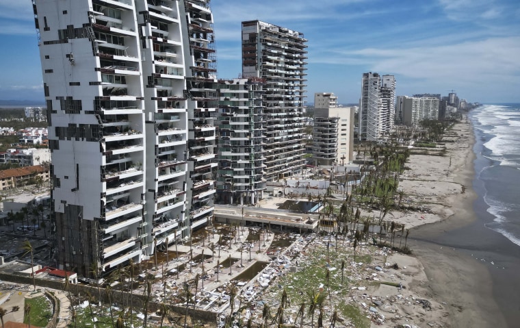 Damaged buildings in Acapulco, Mexico, on Oct. 28, 2023. 