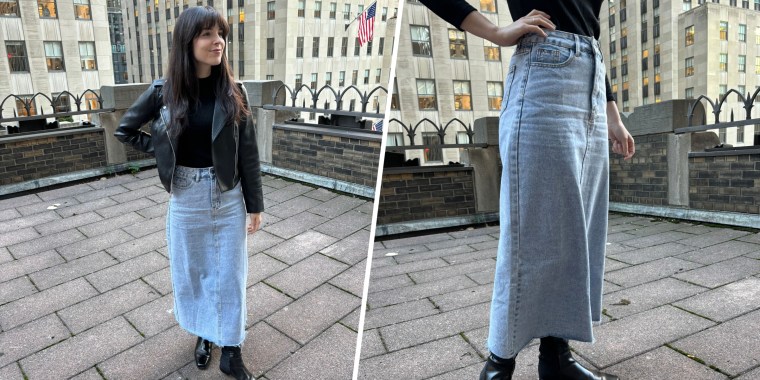 Sara' Classic Knee Length Denim Skirt in Vintage Wash – Grace and Joy  Company