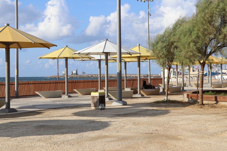 A normally busy part of Ashdod, Israel, near the popular Mei Ami beach on Tuesday.