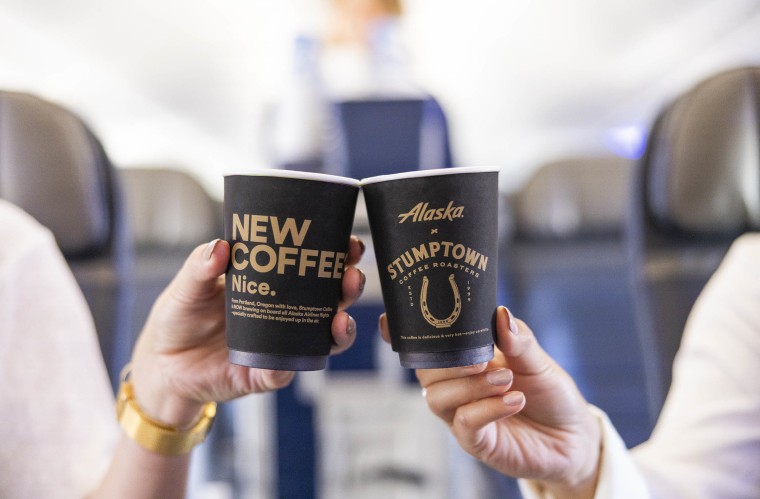 Stumptown cup of coffee on Alaska Airlines