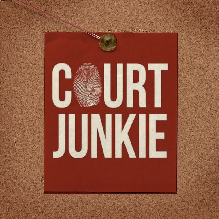 Court Junkie logo pinned to cork board