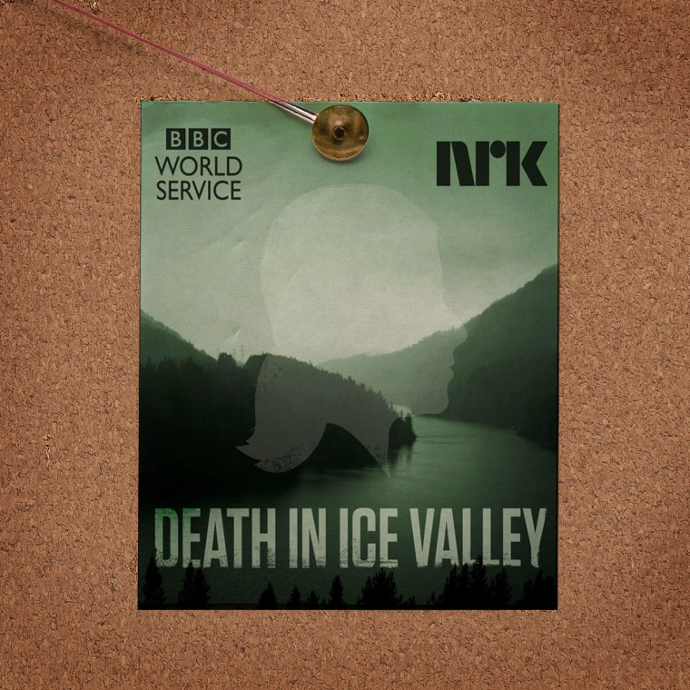 Death in Ice Valley logo pinned to cork board