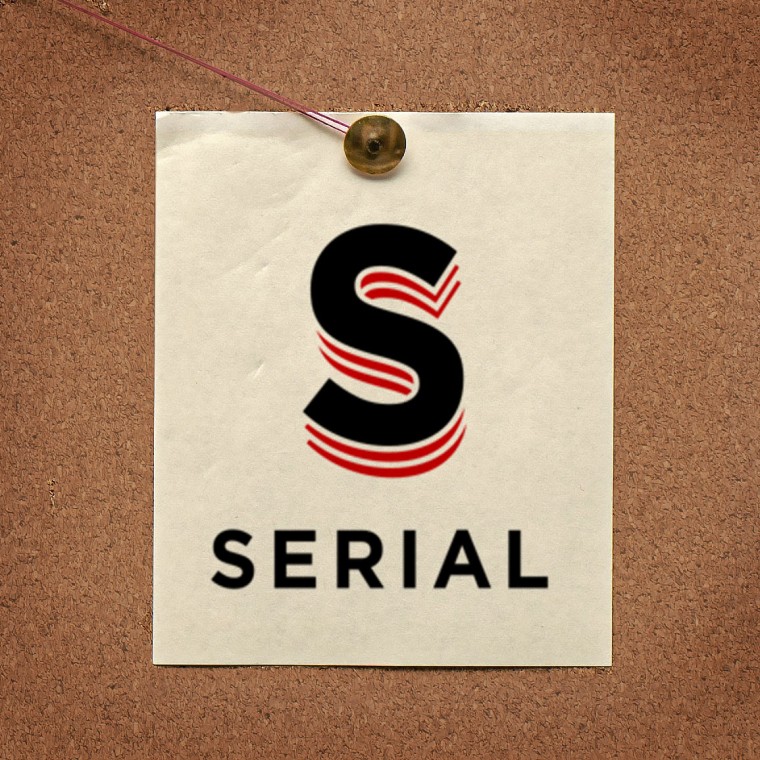 Serial logo pinned to cork board