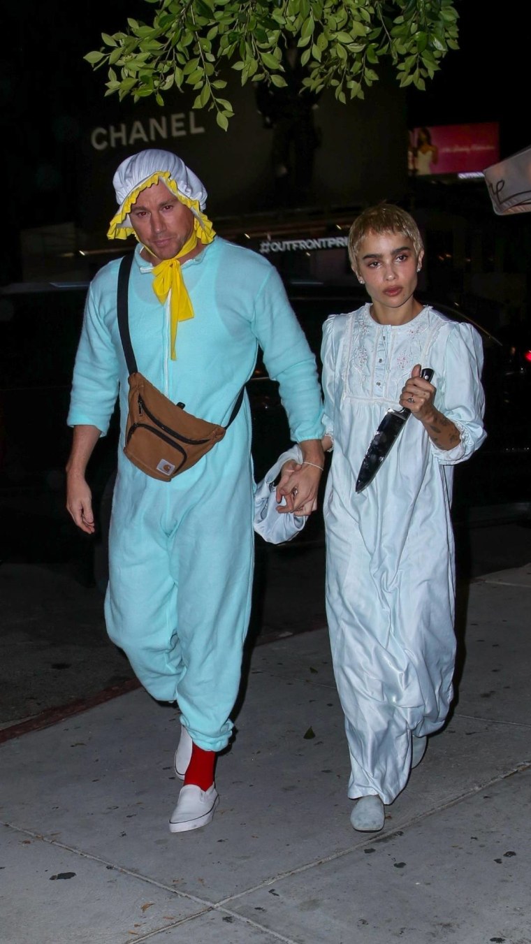 Channing Tatum y Zoë Kravitz con sus disfraces de Halloween inspirados en la película 'Rosemary's Baby', rumbo a la fiesta de Kendall Jenner.