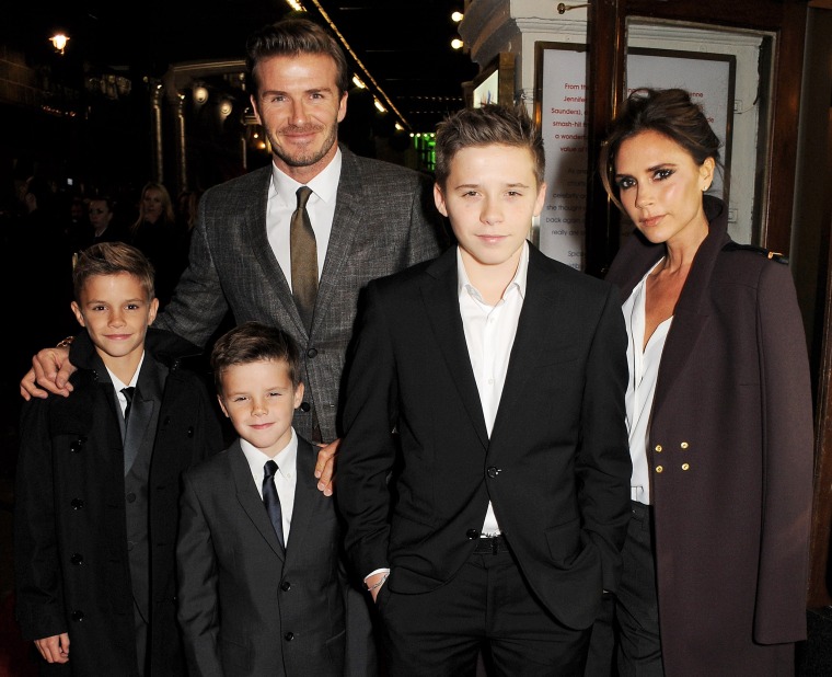 David Beckham and Victoria Beckham with children Romeo, Cruz and Brooklyn