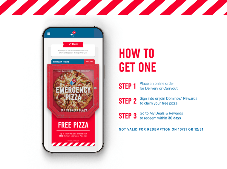 How to get an “Emergency Pizza” from Domino’s.