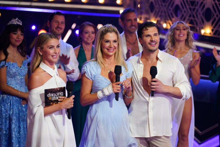 Mira Sorvino and Gleb Savchenko during the Oct. 24 episode of "Dancing With the Stars."