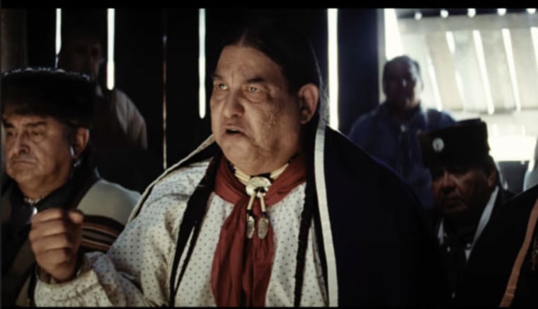 Everett Waller portrays Osage leader Paul Red Eagle.