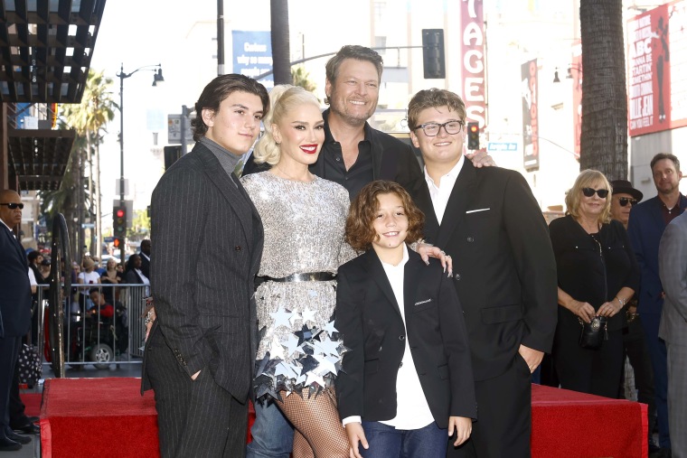 Gwen Stefani joined by Blake Shelton and her sons at Walk of Fame ceremony