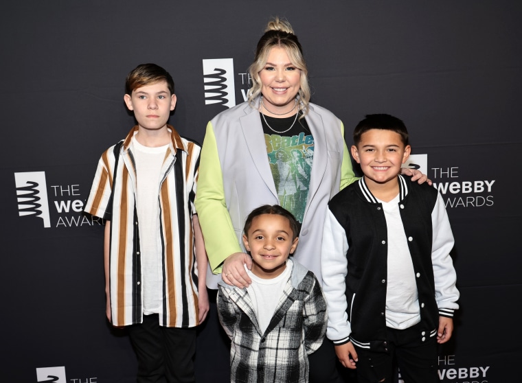 Kailyn Lowry attends the 27th annual Webby Awards at Cipriani Wall Street on May 15, 2023 in New York City with sons Isaac, Lincoln and Lux.