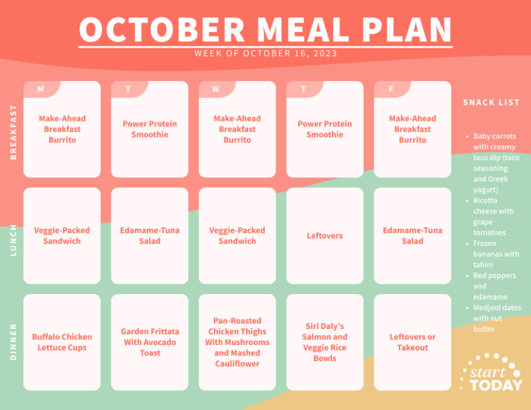 Start TODAY meal plan, week of October 16, 2023