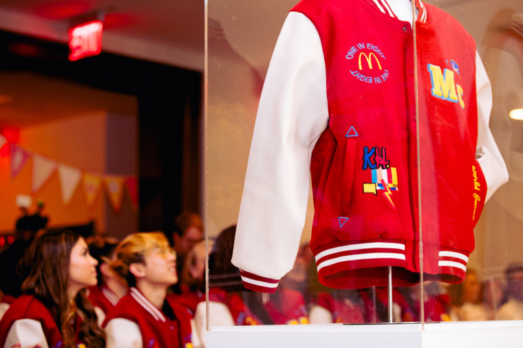 McDonald's 1 in 8 letterman jacket at the 1 in 8 Homecoming celebration in New York City.