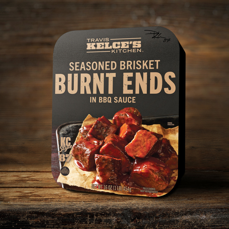 Travis Kelce’s Kitchen Seasoned Brisket Burnt Ends in BBQ Sauce.