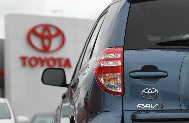 A Toyota RAV4 at a dealership in California.