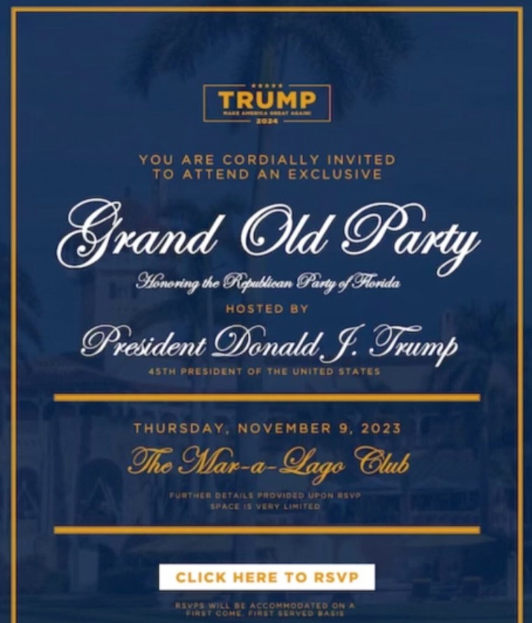 An invite to Mar-a-Lago for Republican Party members.