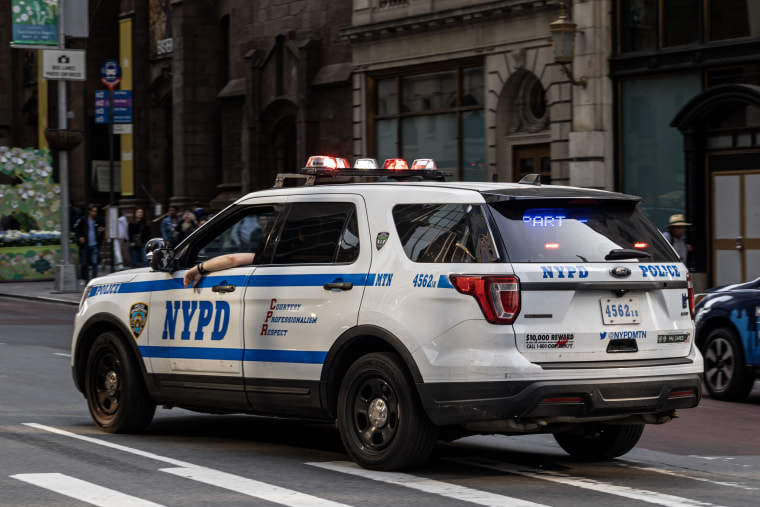 An NYPD police vehicle in New York City on May 9, 2023. 
