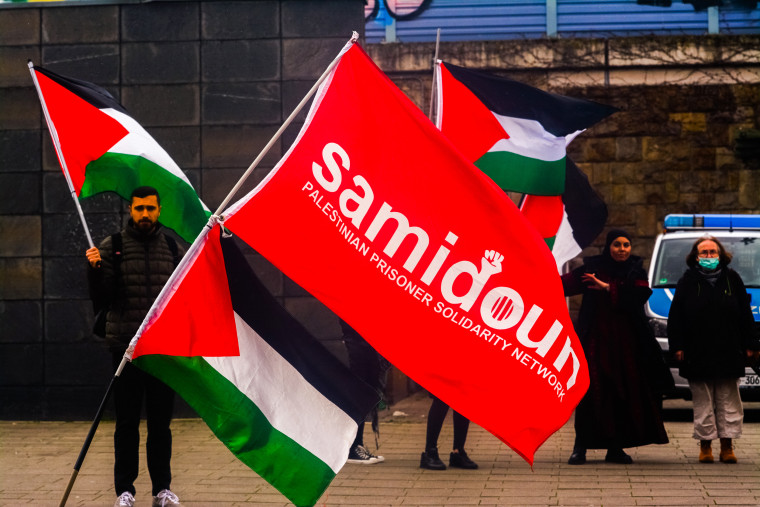 A protest organized by Samidoun in Cologne, Germany.