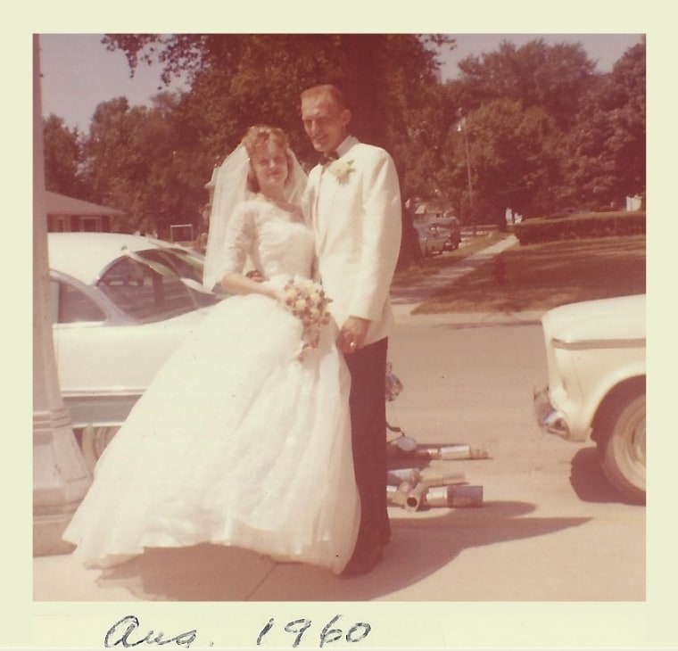 Phil and Margaret Vaske pose for a photo on their wedding day.