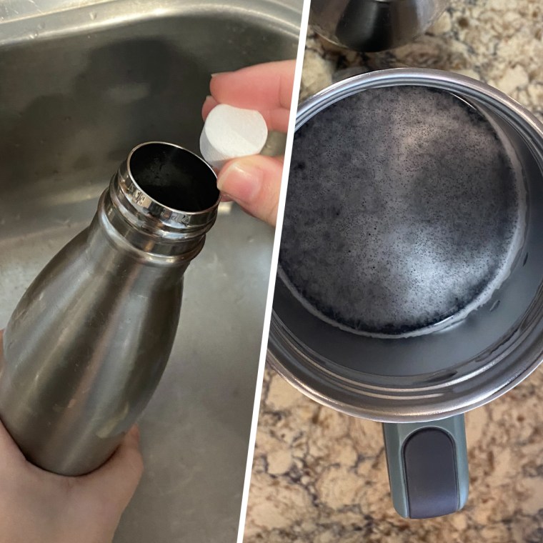 Bottle Bright Cleaning Tablet in use.