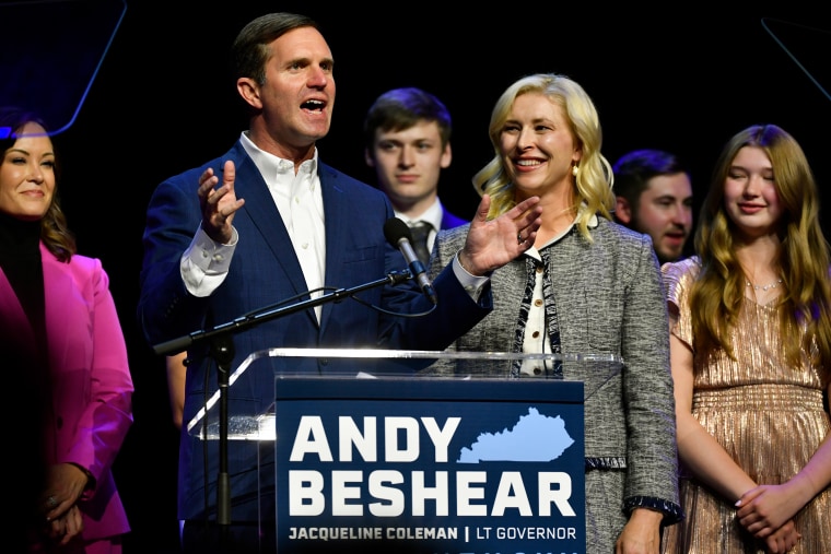 Andy Beshear and Britainy Beshear.