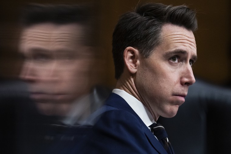 Josh Hawley at a Senate Homeland Security and Governmental Affairs Committee meeting