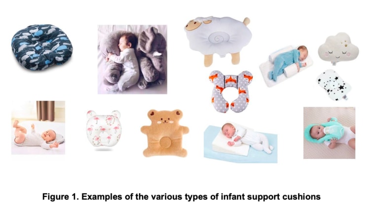 Images of different types of infant support cushions.