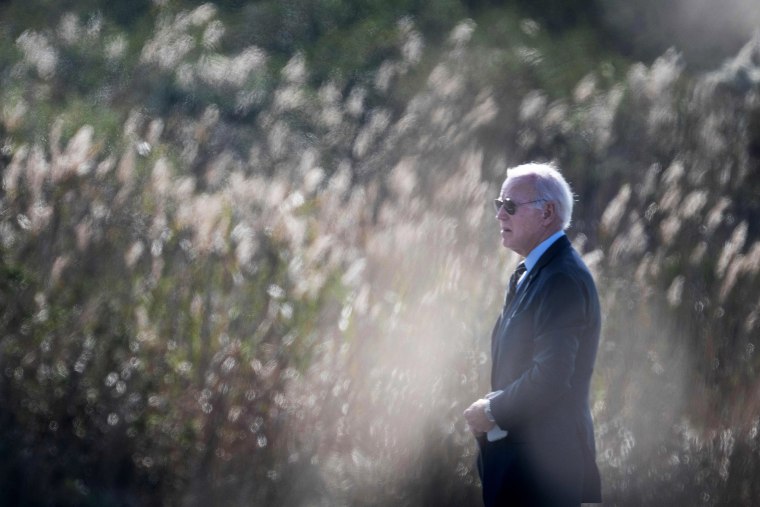President Joe Biden  walks to Marine One.