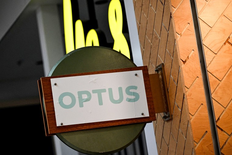 An Optus sign in Sydney, Australia.