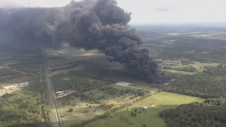 A fire is raging at a chemical plant in San Jacinto County, Texas.