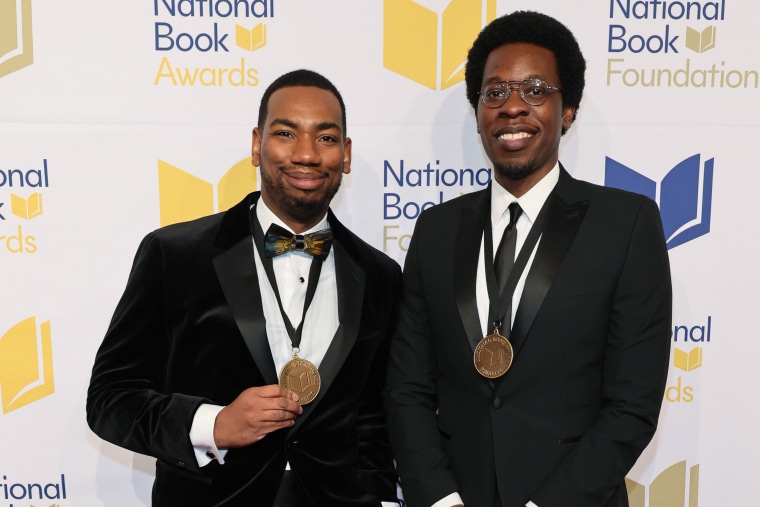 Robert Samuels and Toluse Olorunnipa attend the 2022 National Book Awards.