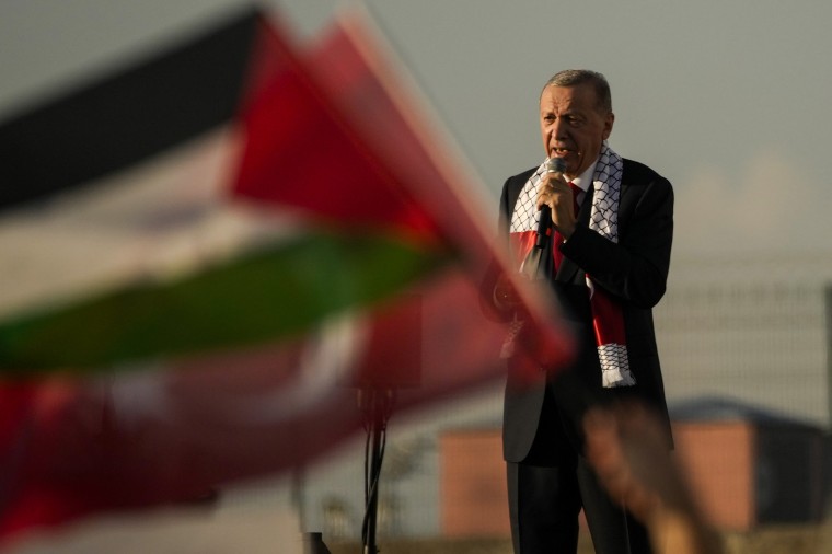 Turkish President Recep Tayyip Erdogan at a pro-Palestinian rally in Istanbul.