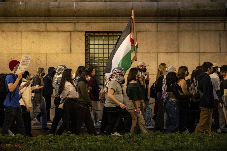 Pro-Palestinian demonstrators at Columbia University in New York.